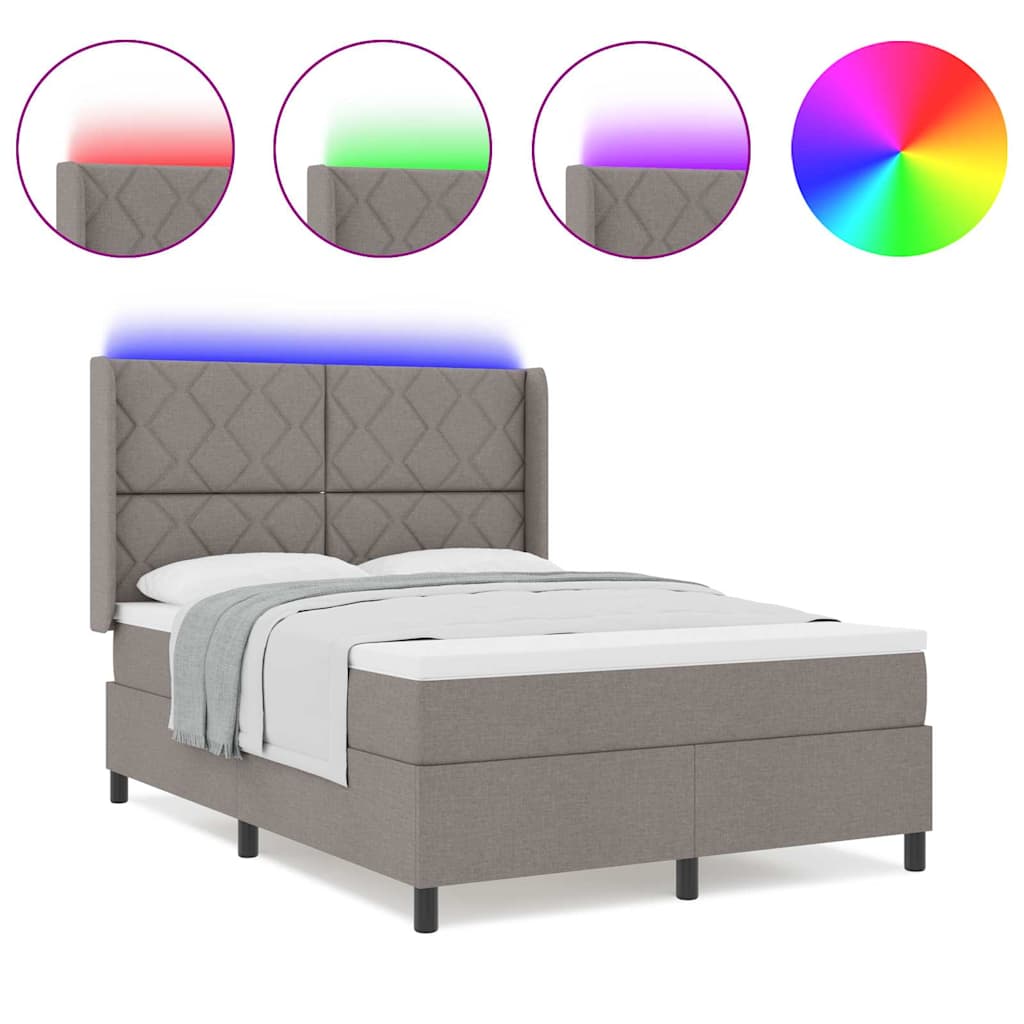 Boxspringbett mit Matratze Taupe 140 x 190 cm Stoff