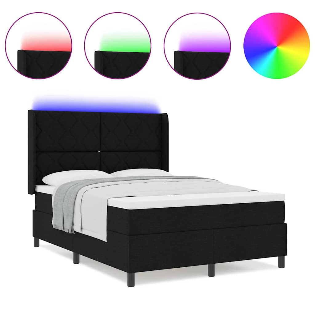 Boxspringbett mit Matratze Schwarz 160 x 200 cm Stoff