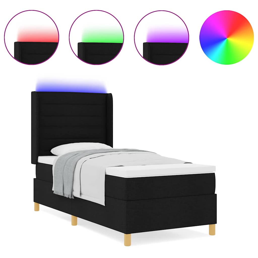 Boxspringbett mit Matratze Schwarz 90 x 190 cm Stoff