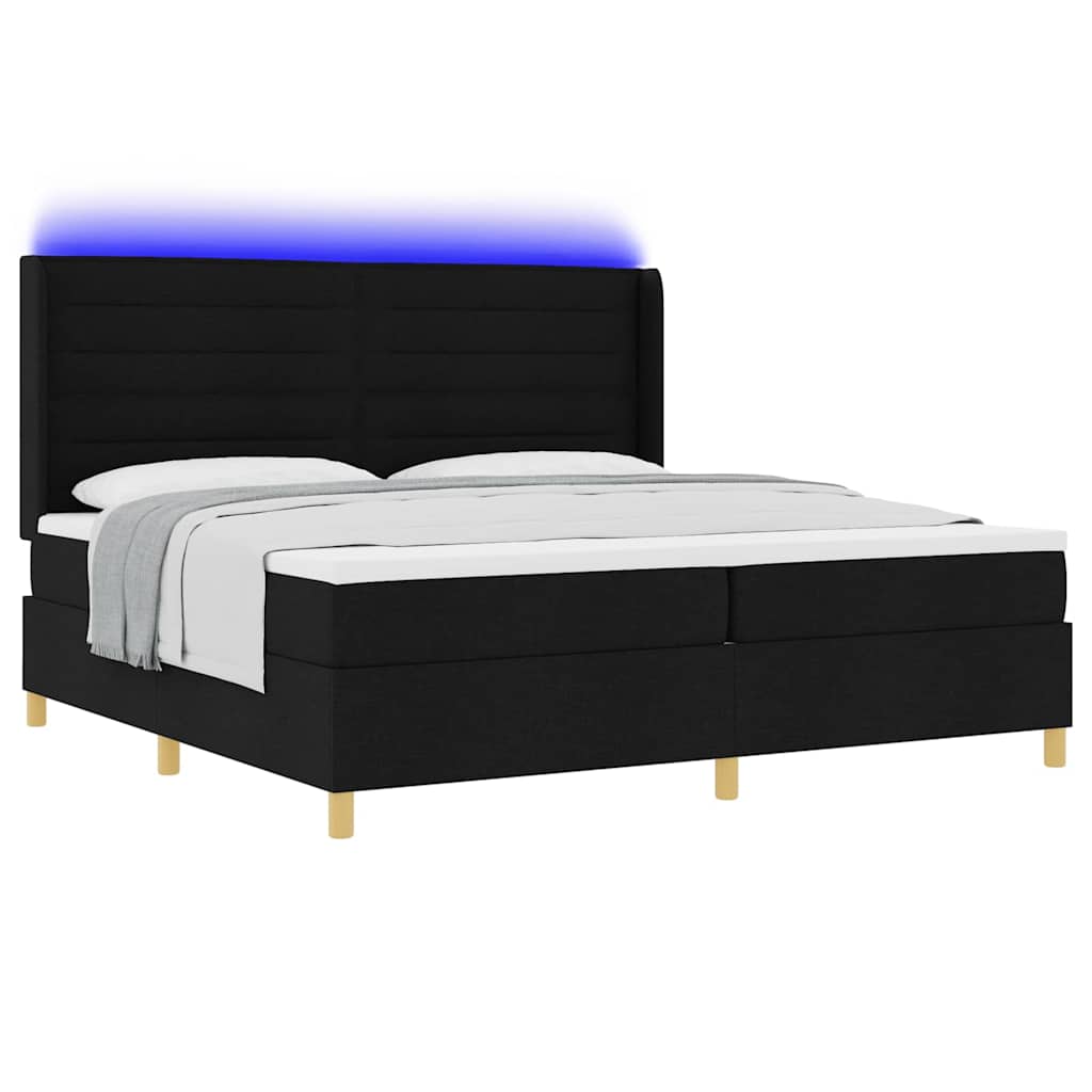 Boxspringbett mit Matratze Schwarz 200 x 200 cm Stoff