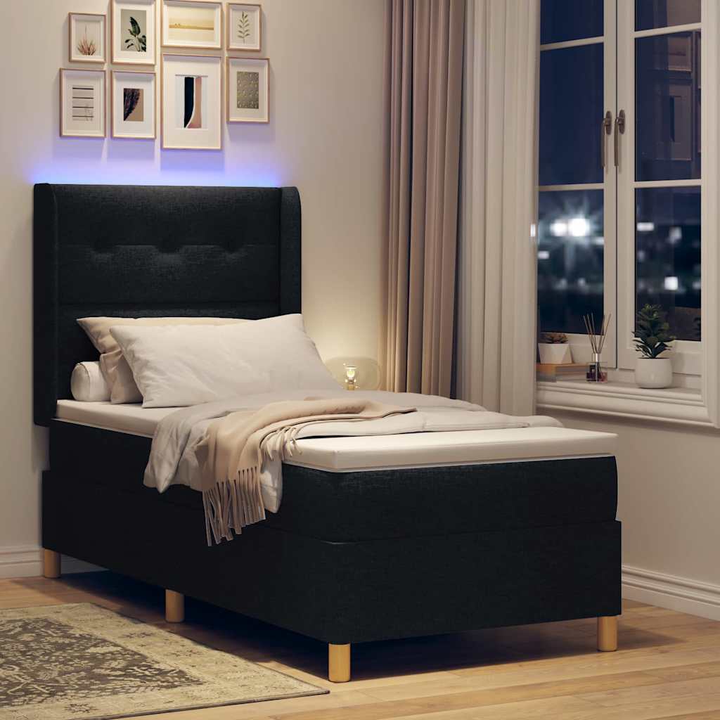 Boxspringbett mit Matratze Schwarz 90 x 190 cm Stoff