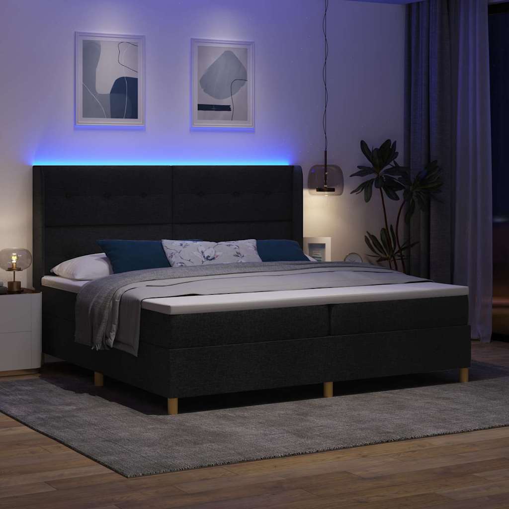 Boxspringbett mit Matratze Schwarz 200 x 200 cm Stoff