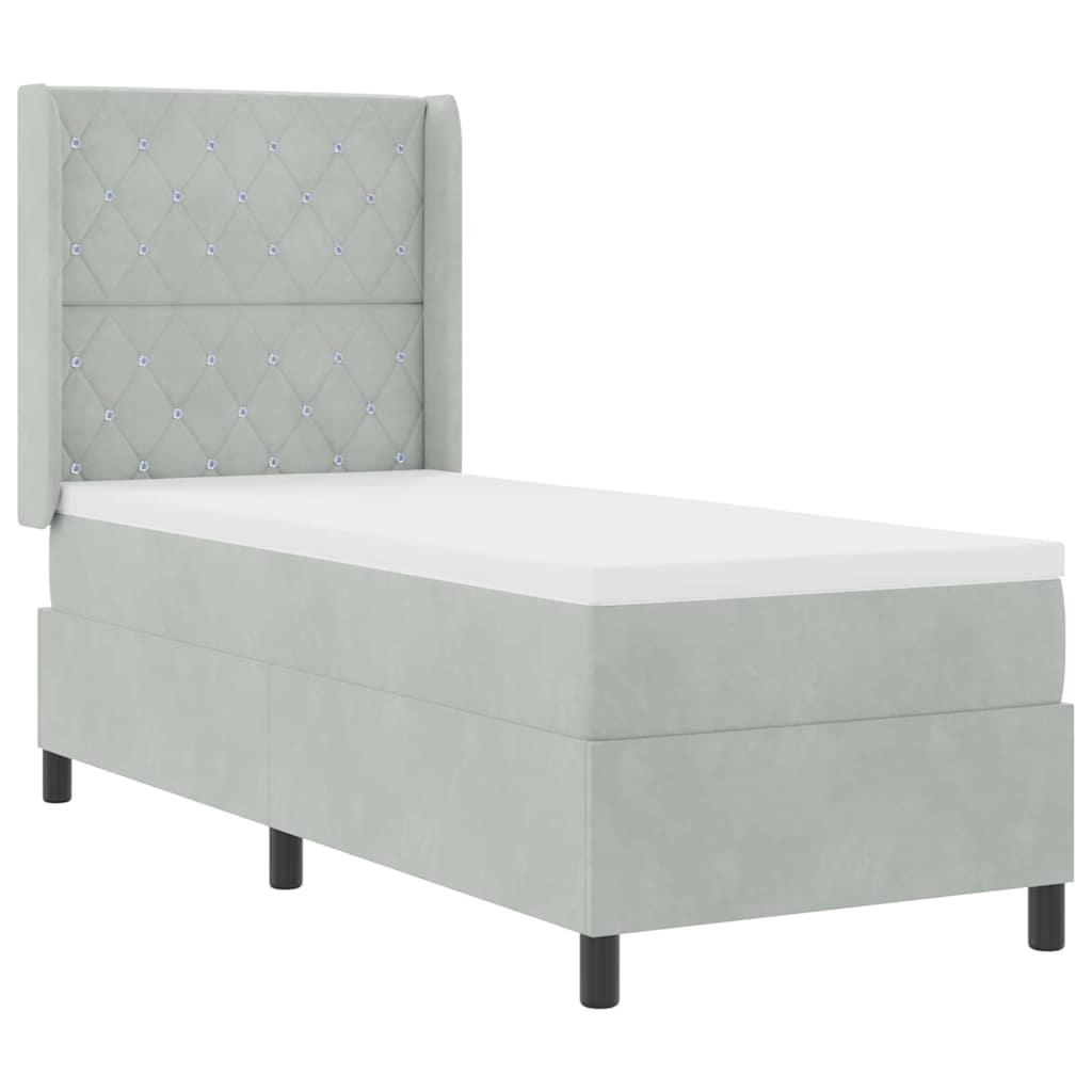 LED Boxspringbett mit Matratze Argyle Hellgrau 80 x 200 cm Samt