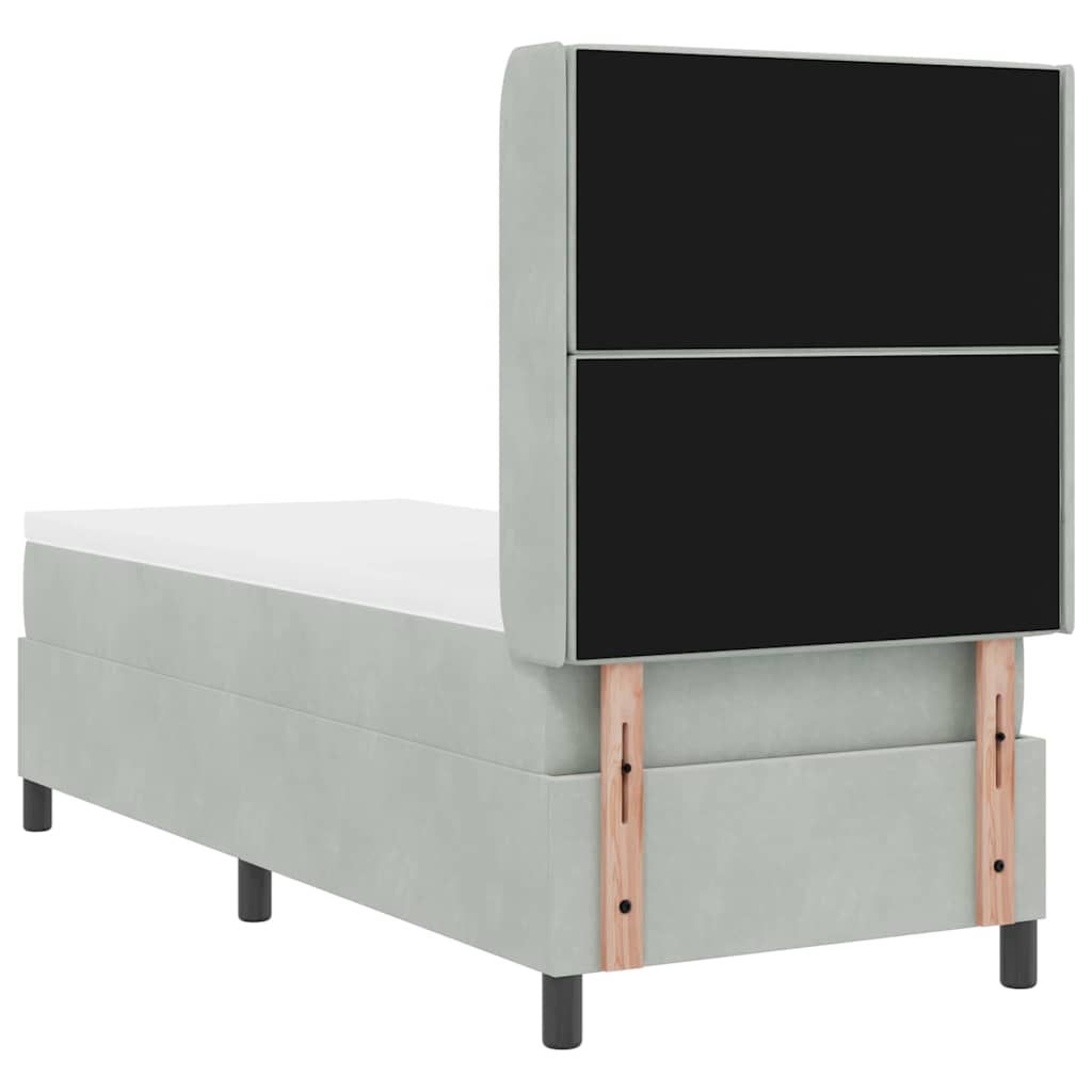 LED Boxspringbett mit Matratze Argyle Hellgrau 80 x 200 cm Samt