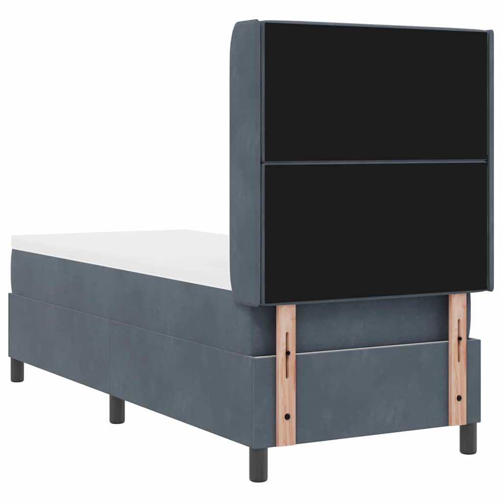 LED Boxspringbett mit Matratze Dunkelgrau 80 x 200 cm Samt