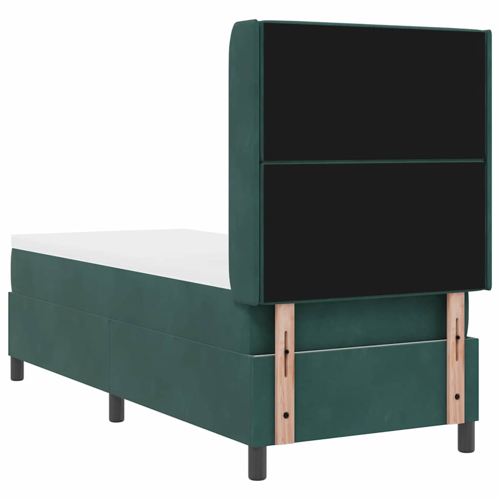 LED Boxspringbett mit Matratze Dunkelgrün 80 x 200 cm Samt