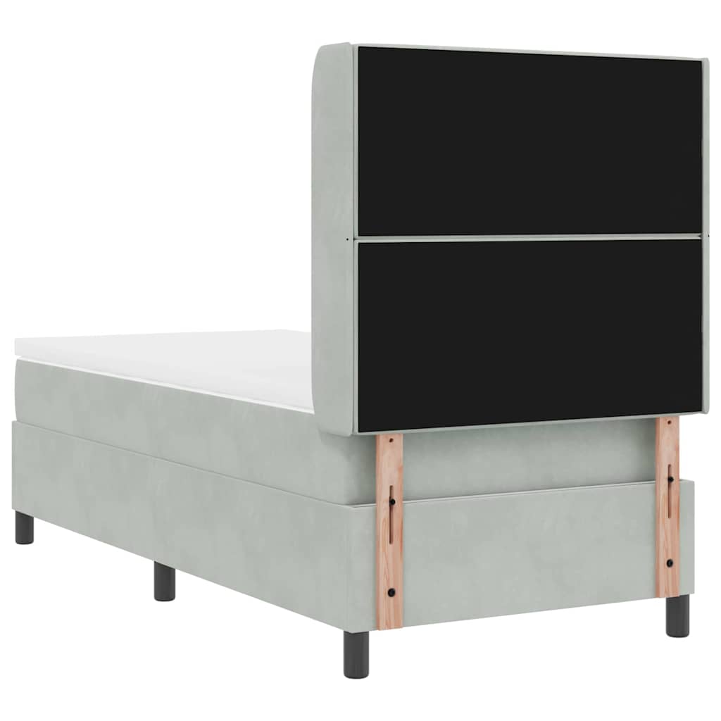 LED Boxspringbett mit Matratze Argyle Hellgrau 90 x 200 cm Samt