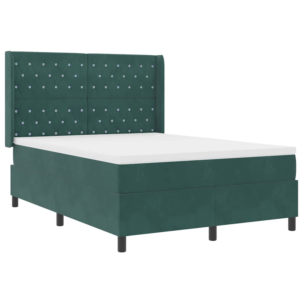 LED Boxspringbett mit Matratze Argyle Grün 140 x 190 cm Samt