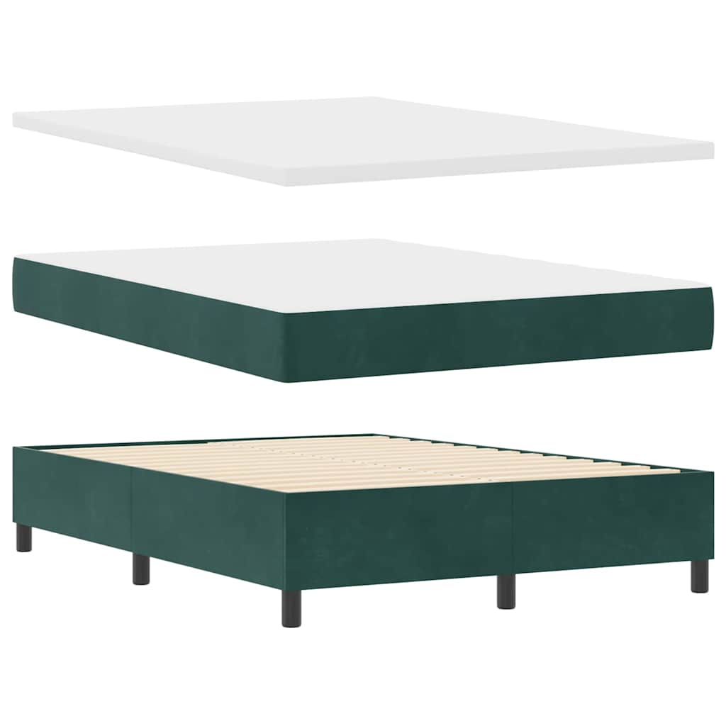 LED Boxspringbett mit Matratze Argyle Grün 140 x 190 cm Samt