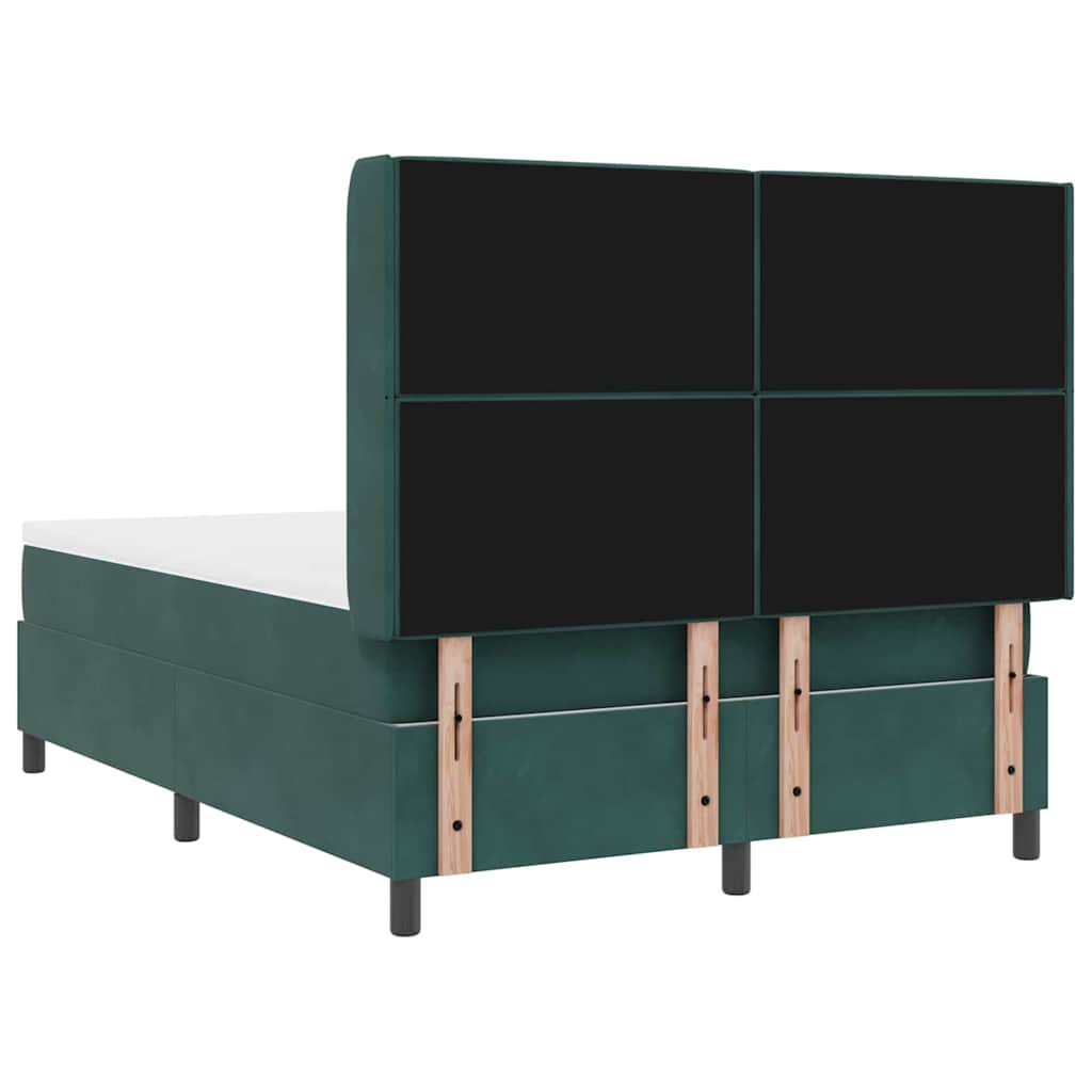 LED Boxspringbett mit Matratze Dunkelgrün 140 x 200 cm Samt