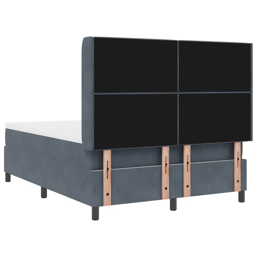 LED Boxspringbett mit Matratze Dunkelgrau 160 x 200 cm Samt