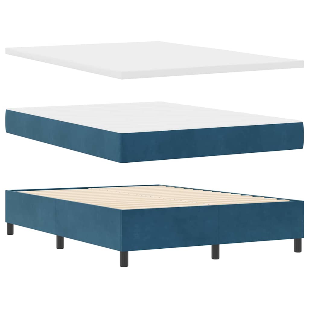 LED Boxspringbett mit Matratze Argyle Blau 160 x 200 cm Samt