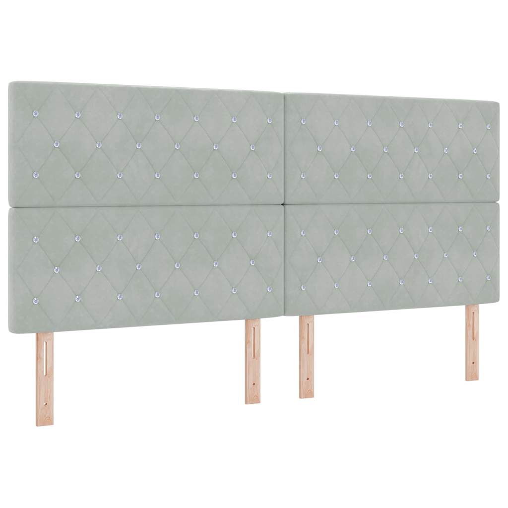 LED Boxspringbett mit Matratze Hellgrau 200 x 200 cm Samt