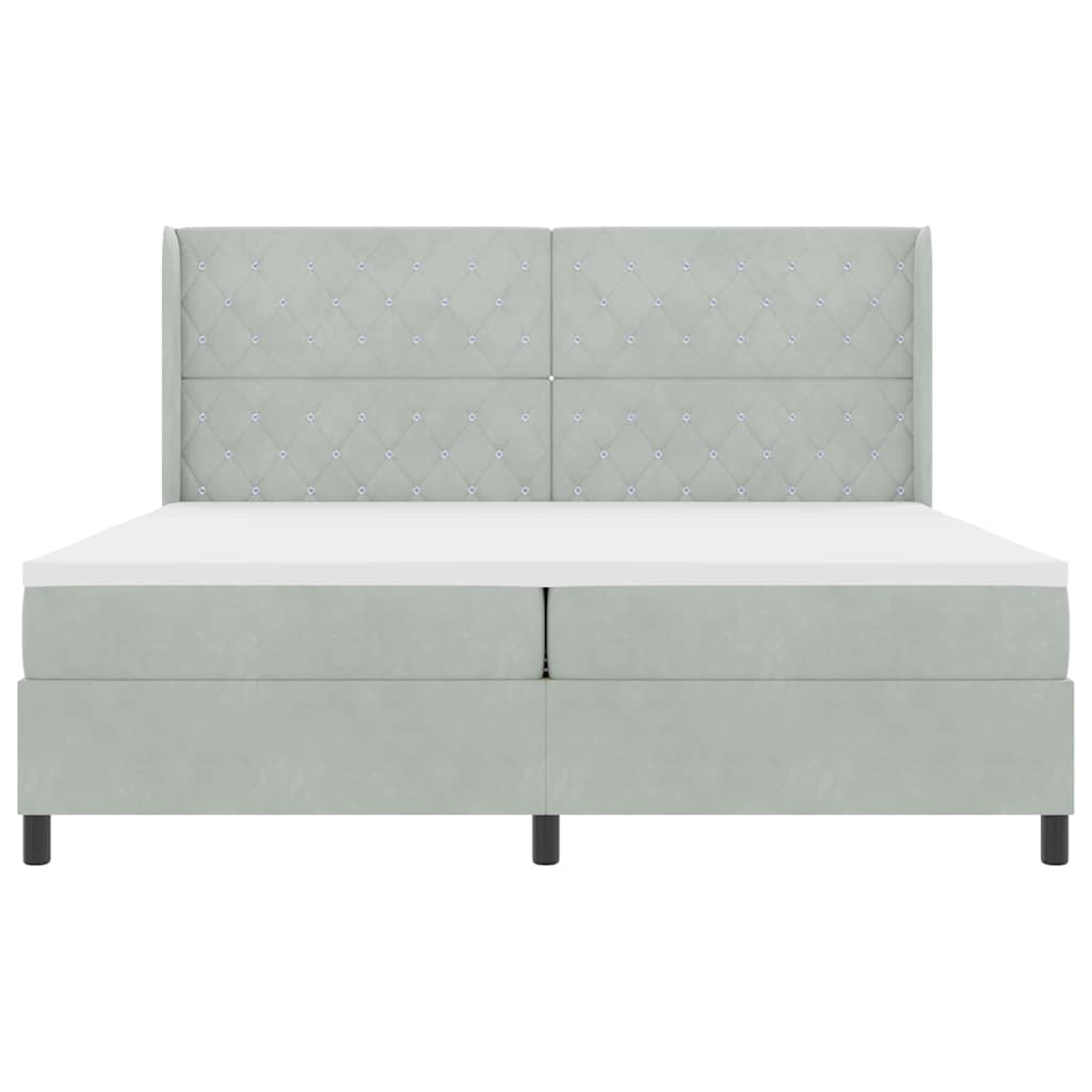 LED Boxspringbett mit Matratze Hellgrau 200 x 200 cm Samt