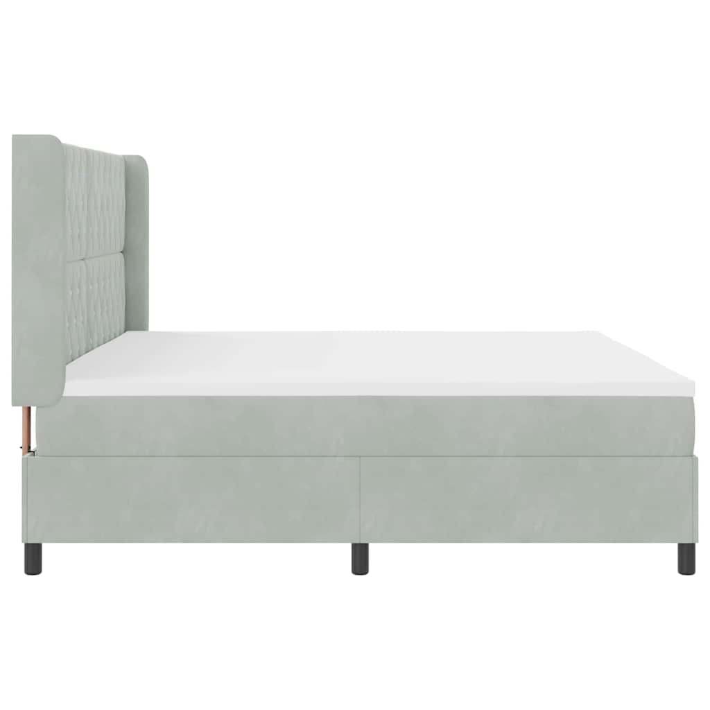 LED Boxspringbett mit Matratze Hellgrau 200 x 200 cm Samt