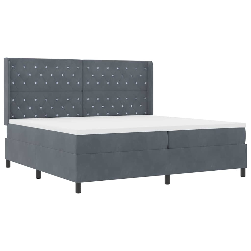 LED Boxspringbett mit Matratze Dunkelgrau 200 x 200 cm Samt