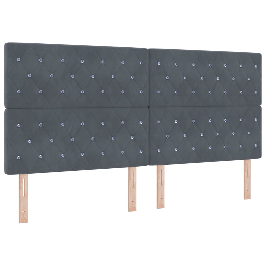 LED Boxspringbett mit Matratze Dunkelgrau 200 x 200 cm Samt