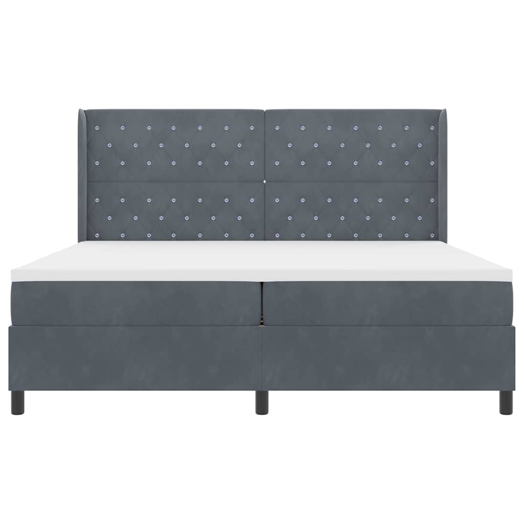 LED Boxspringbett mit Matratze Dunkelgrau 200 x 200 cm Samt