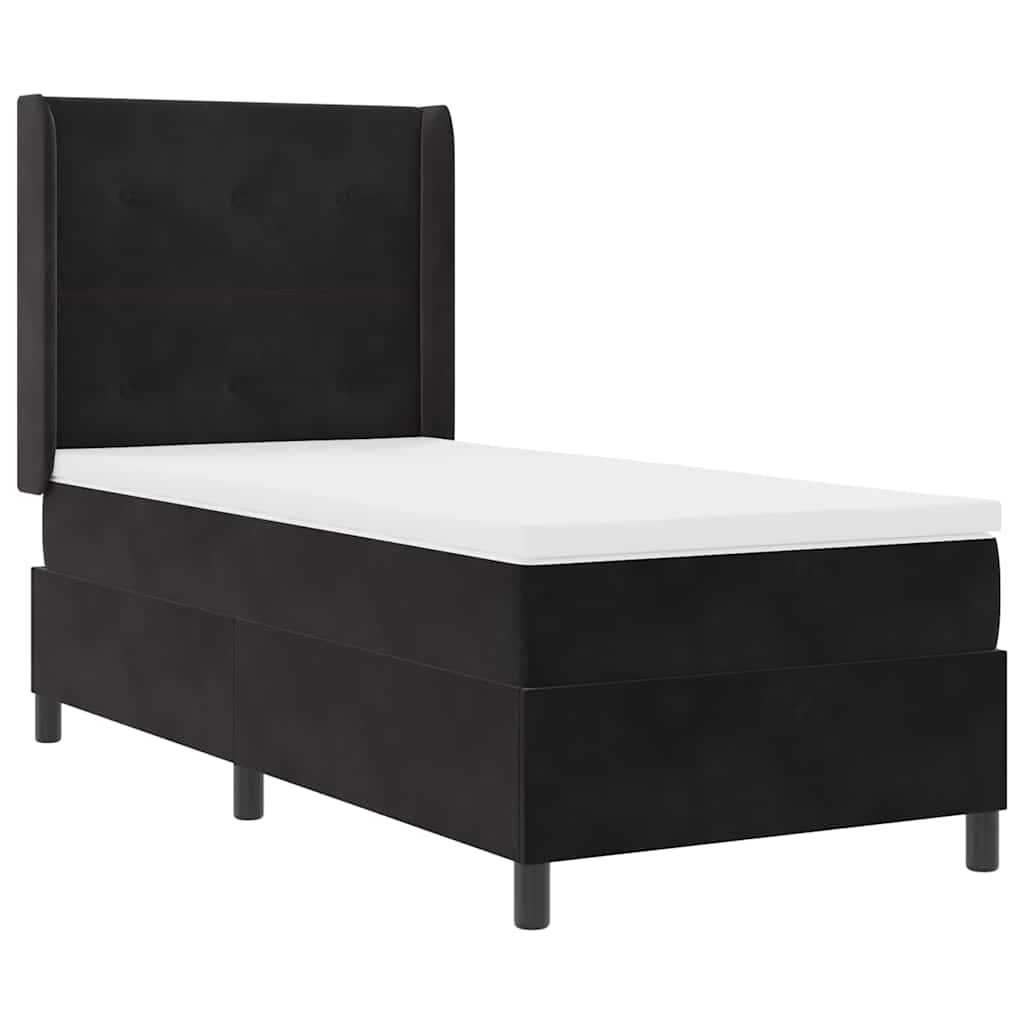 LED Boxspringbett mit Matratze Schwarz 80 x 200 cm Samt