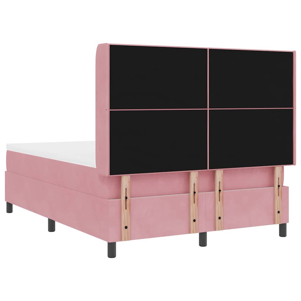 LED Boxspringbett mit Matratze Rosa 140 x 200 cm Samt