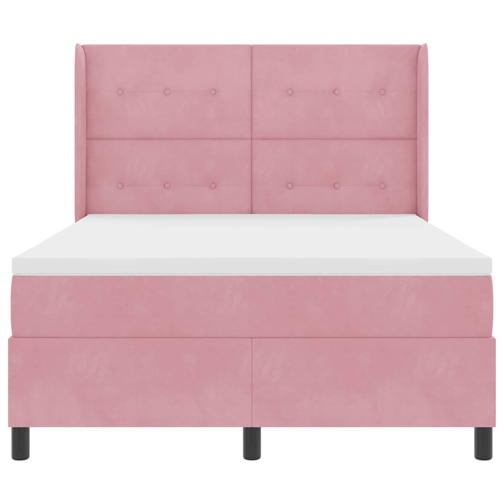 LED Boxspringbett mit Matratze Rosa 140 x 200 cm Samt