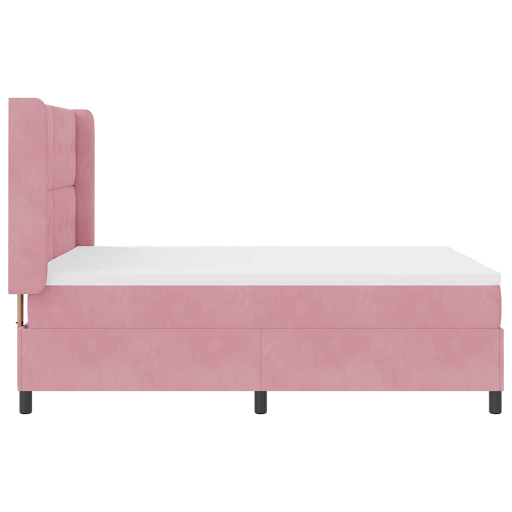 LED Boxspringbett mit Matratze Rosa 140 x 200 cm Samt