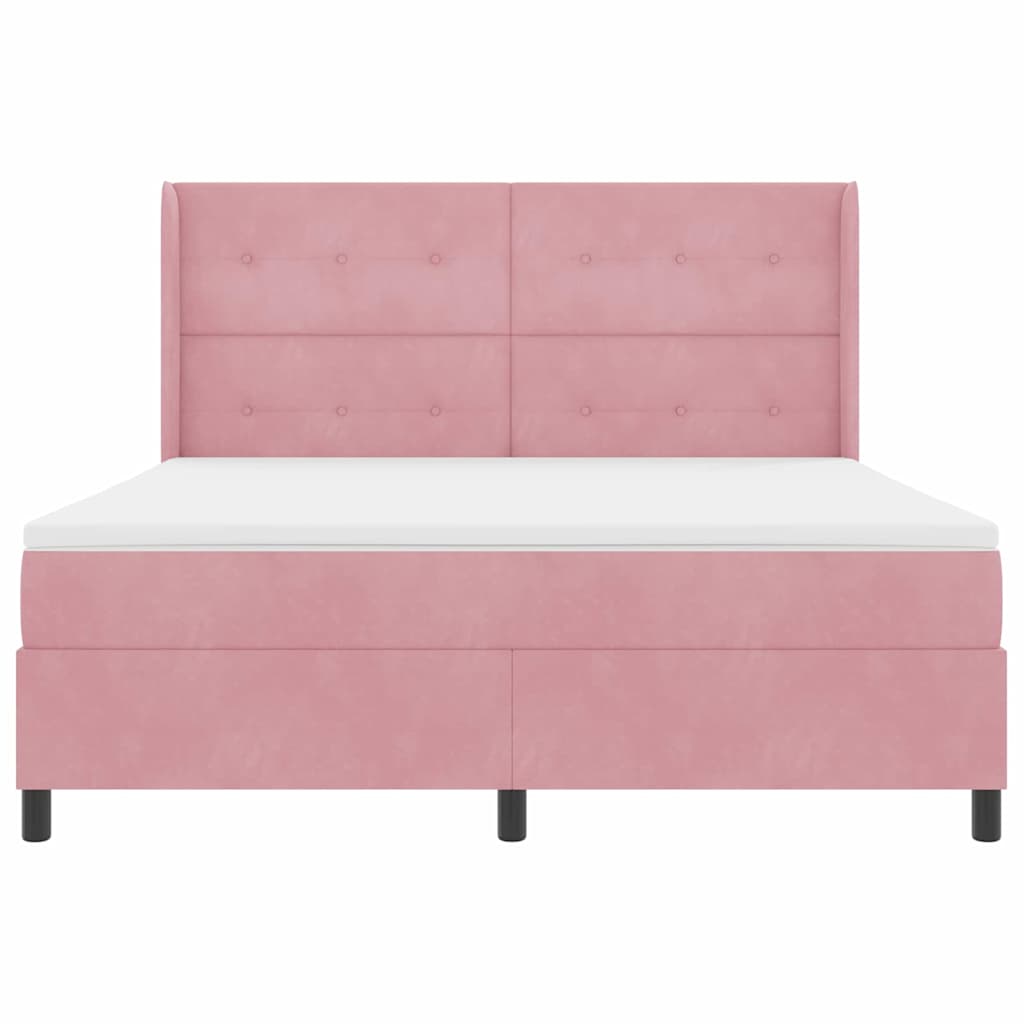 LED Boxspringbett mit Matratze Rosa 180 x 200 cm Samt