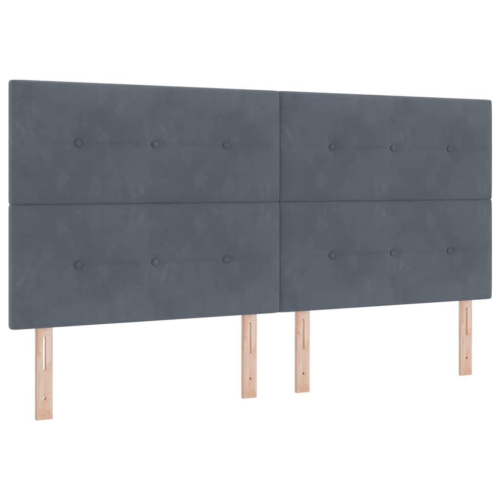 LED Boxspringbett mit Matratze Dunkelgrau 200 x 200 cm Samt