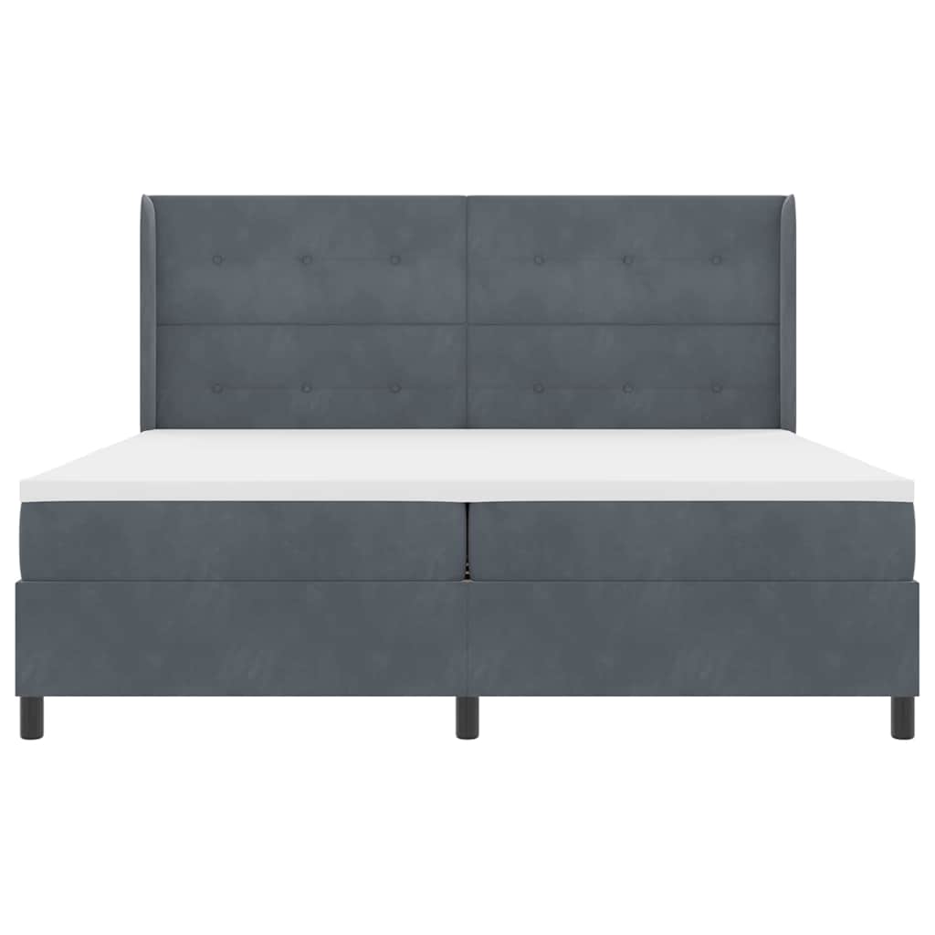 LED Boxspringbett mit Matratze Dunkelgrau 200 x 200 cm Samt