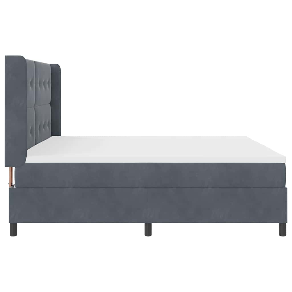 LED Boxspringbett mit Matratze Dunkelgrau 200 x 200 cm Samt