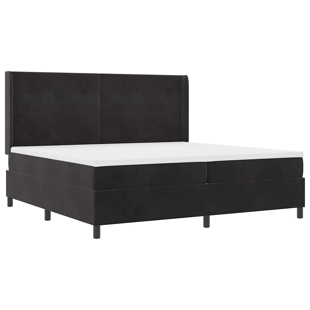 LED Boxspringbett mit Matratze Schwarz 200 x 200 cm Samt