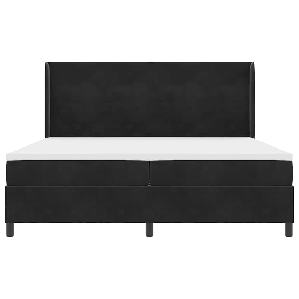 LED Boxspringbett mit Matratze Schwarz 200 x 200 cm Samt