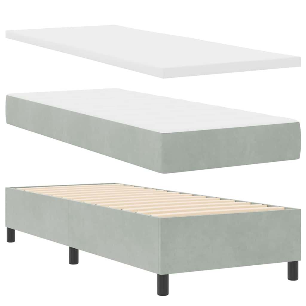 LED Boxspringbett mit Matratze Hellgrau 80 x 200 cm Samt
