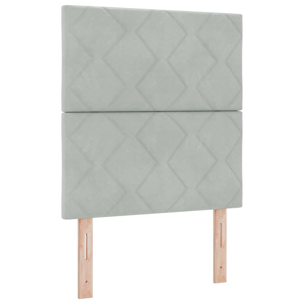 LED Boxspringbett mit Matratze Hellgrau 80 x 200 cm Samt