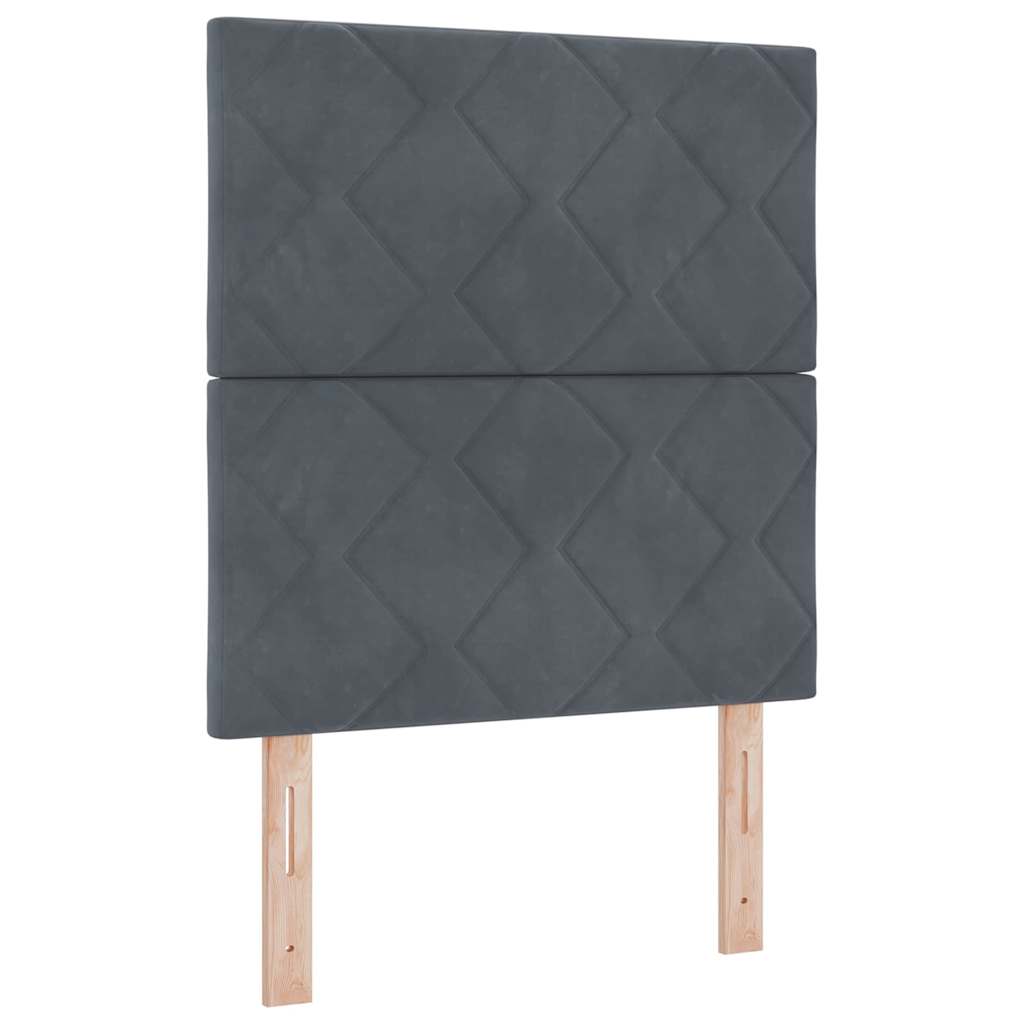 LED Boxspringbett mit Matratze Dunkelgrau 80 x 200 cm Samt