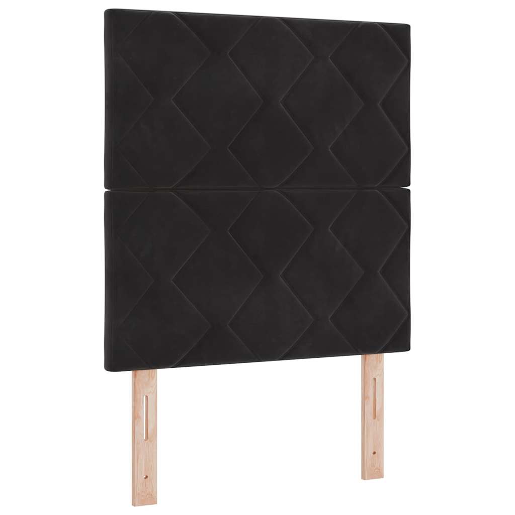 LED Boxspringbett mit Matratze Schwarz 80 x 200 cm Samt