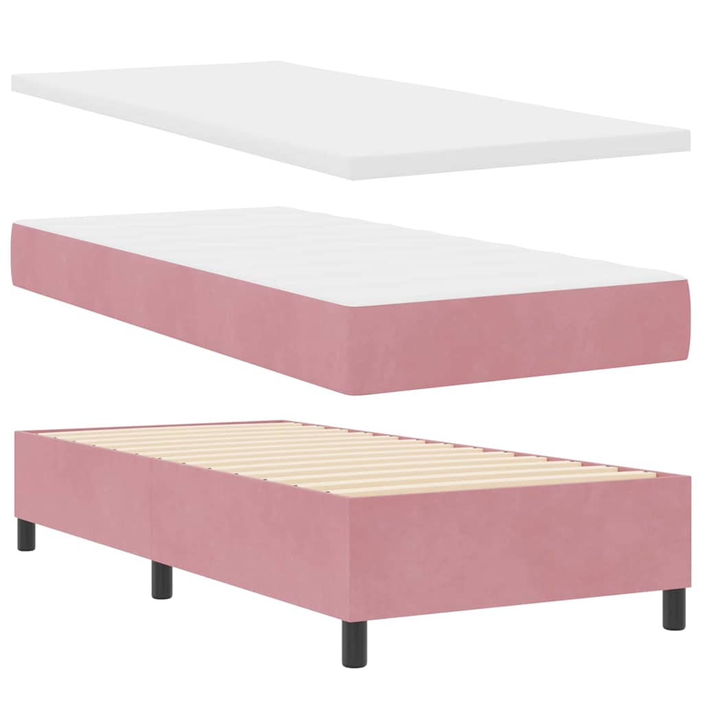 LED Boxspringbett mit Matratze Rosa 90 x 200 cm Samt