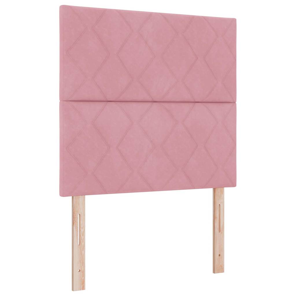 LED Boxspringbett mit Matratze Rosa 90 x 200 cm Samt