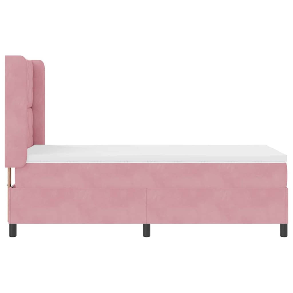 LED Boxspringbett mit Matratze Rosa 90 x 200 cm Samt