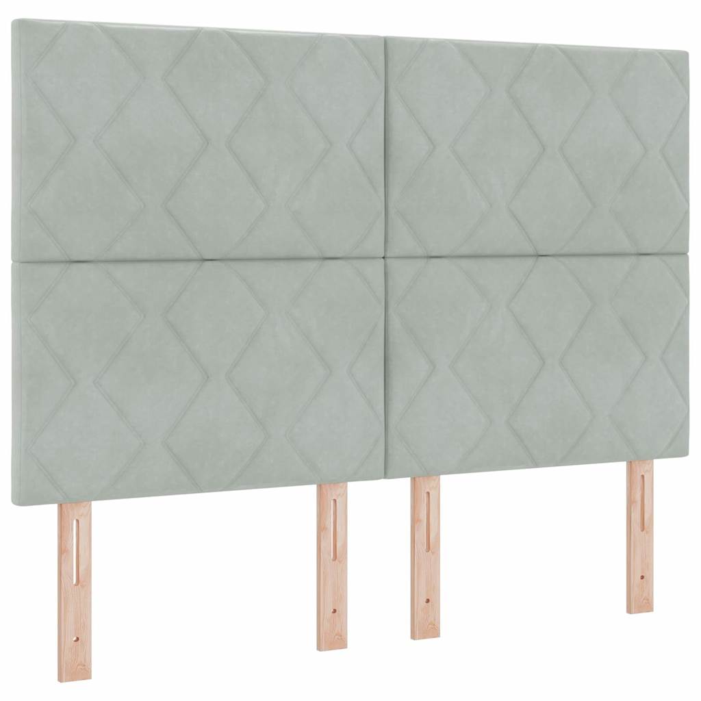 LED Boxspringbett mit Matratze Hellgrau 140 x 190 cm Samt