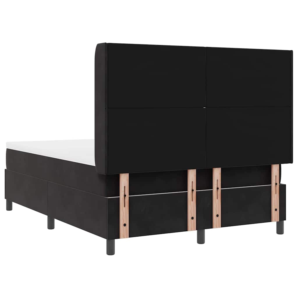 LED Boxspringbett mit Matratze Schwarz 140 x 190 cm Samt