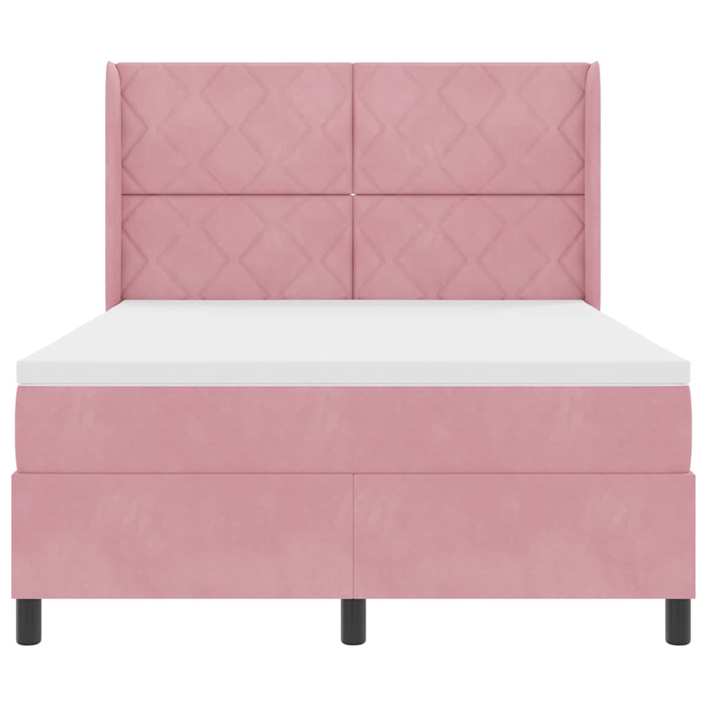 LED Boxspringbett mit Matratze Rosa 140 x 200 cm Samt