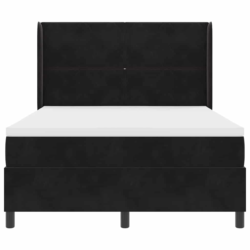 LED Boxspringbett mit Matratze Schwarz 160 x 200 cm Samt