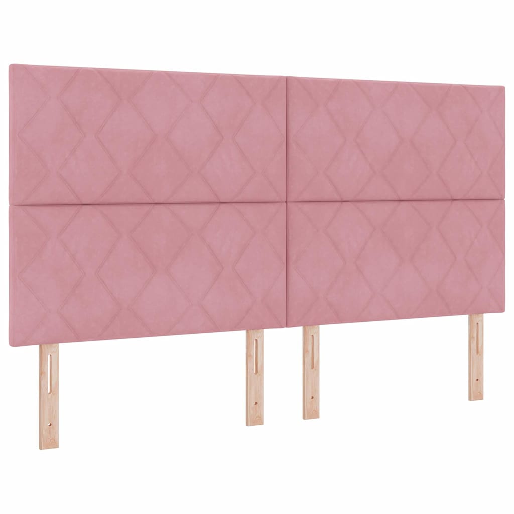 LED Boxspringbett mit Matratze Rosa 180 x 200 cm Samt
