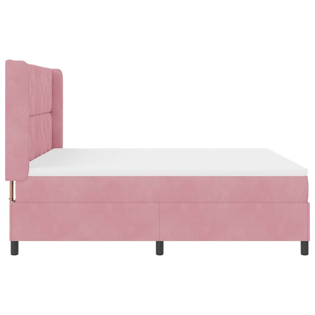 LED Boxspringbett mit Matratze Rosa 180 x 200 cm Samt