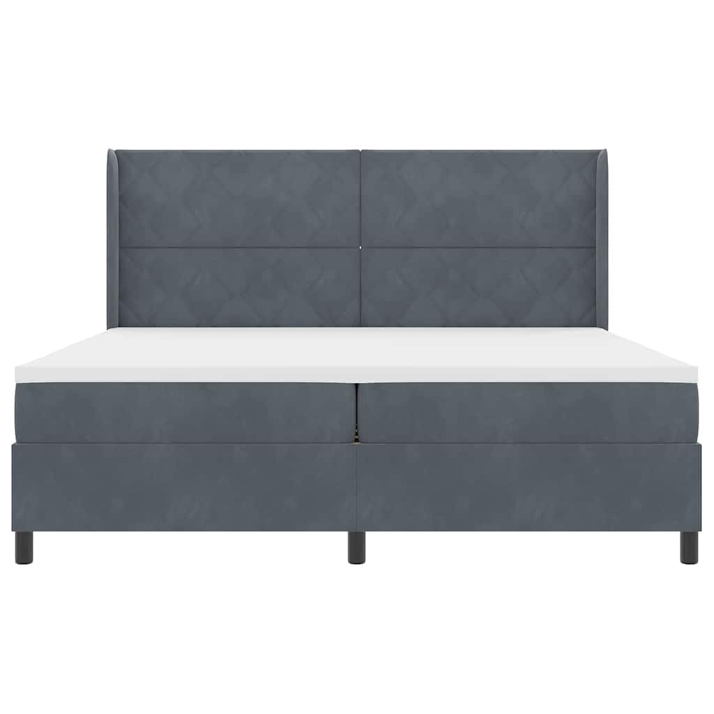 LED Boxspringbett mit Matratze Dunkelgrau 200 x 200 cm Samt