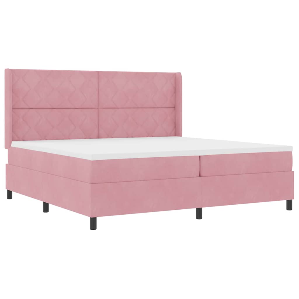 LED Boxspringbett mit Matratze Rosa 200 x 200 cm Samt
