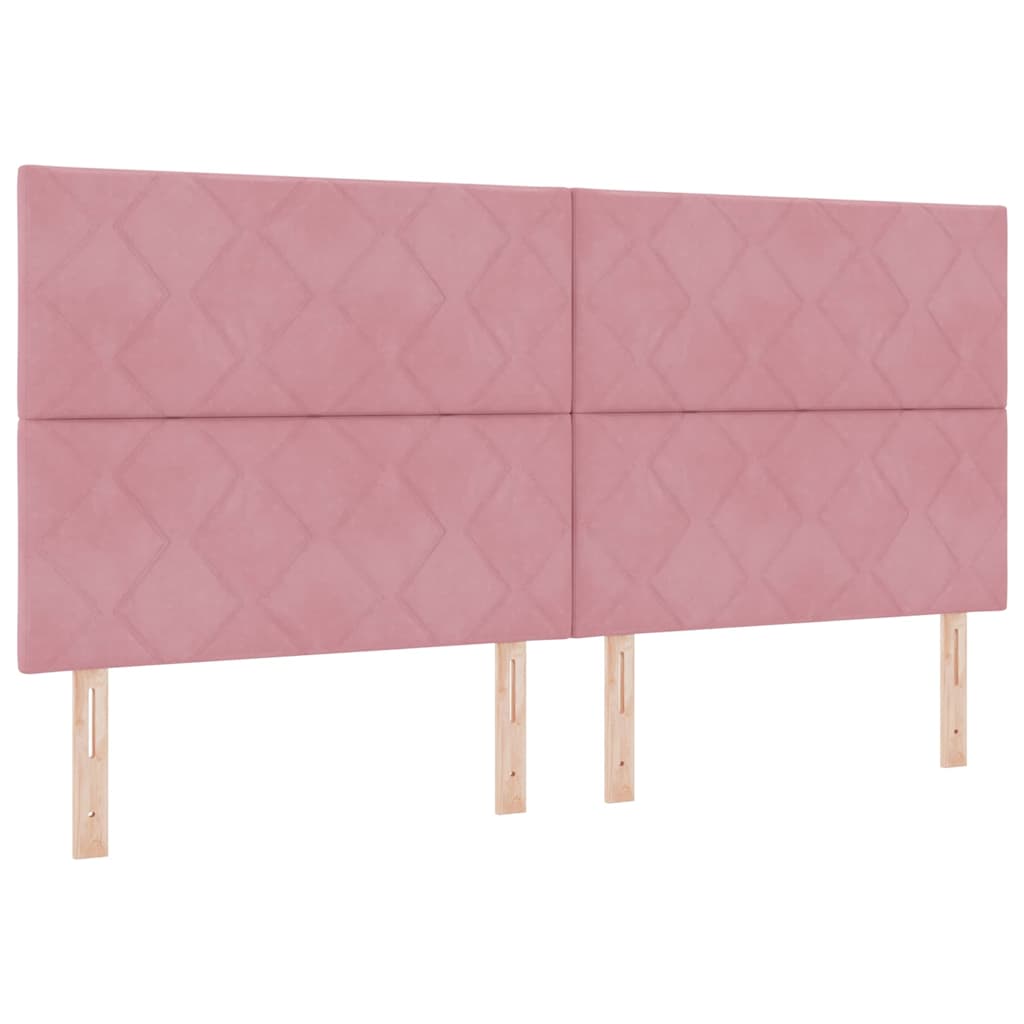 LED Boxspringbett mit Matratze Rosa 200 x 200 cm Samt