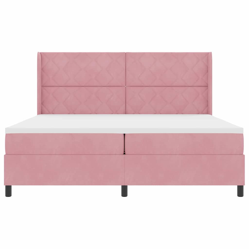 LED Boxspringbett mit Matratze Rosa 200 x 200 cm Samt