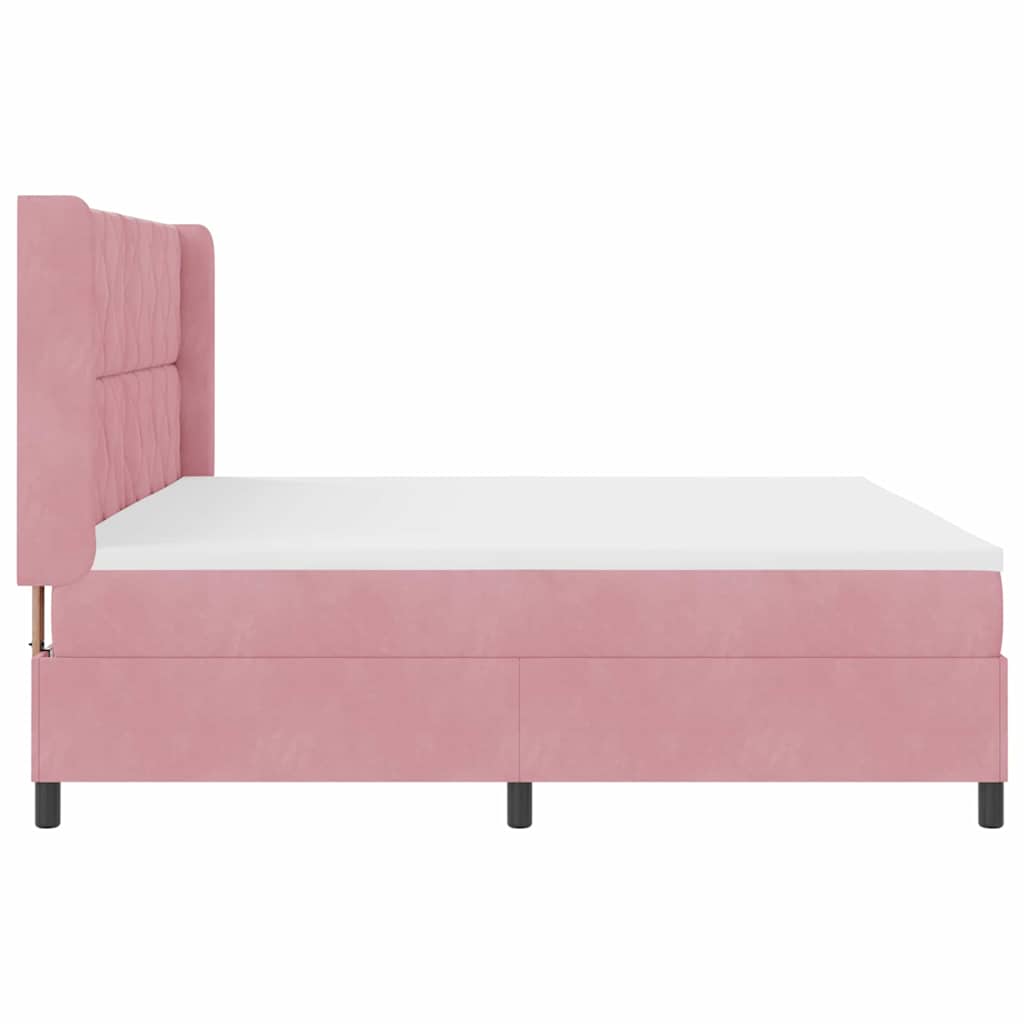 LED Boxspringbett mit Matratze Rosa 200 x 200 cm Samt